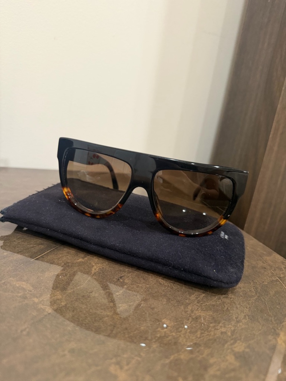 Celine Two-Tone Black and Tortoiseshell Sunglasses